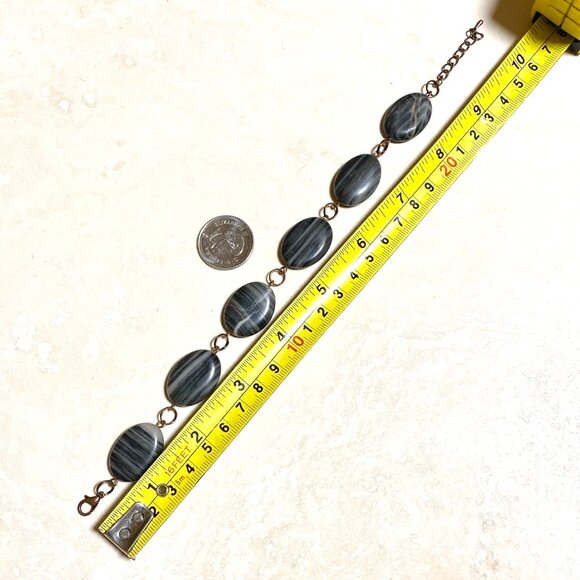 2/$20, Dark Banded Agate Boho Bracelet, Large Genuine Gemstone + Copper Links - Picture 12 of 12